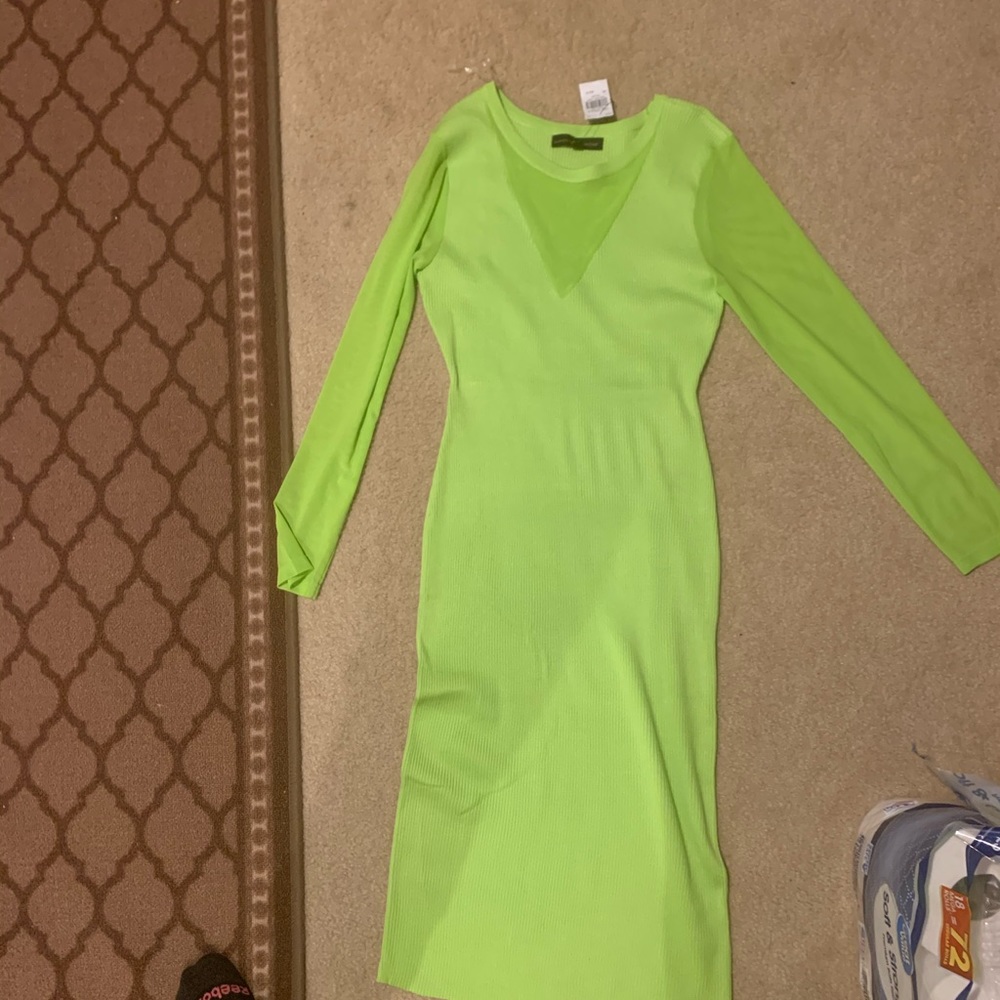 Neon green stretchy bodycon dress